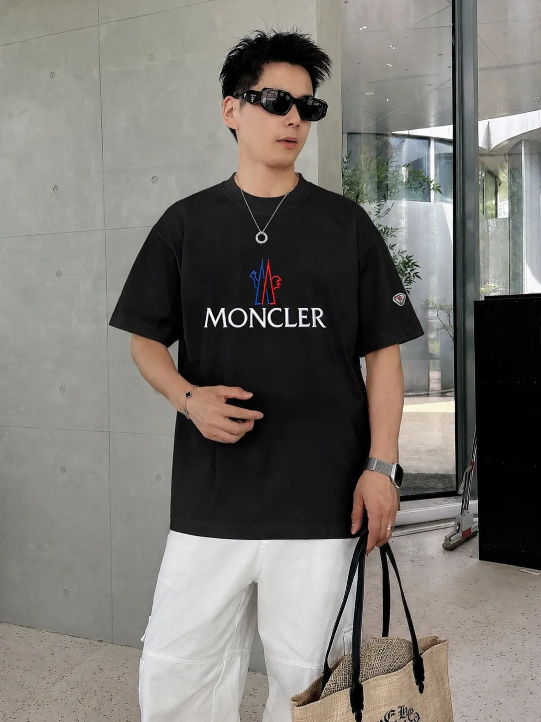 moncle～ logo 《 》7a tee ， Same Style ， : Black White Coffee Brown Size：S（90-130 ） M（125-150 ） L（135-165 ） XL（160-190 ） XXL（185-220 ）